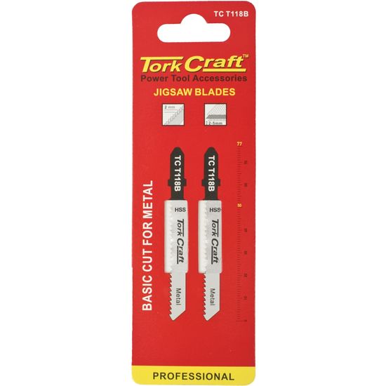 T-shank Jigsaw Blade For Metal 2mm 12tpi 75mm 2pc
